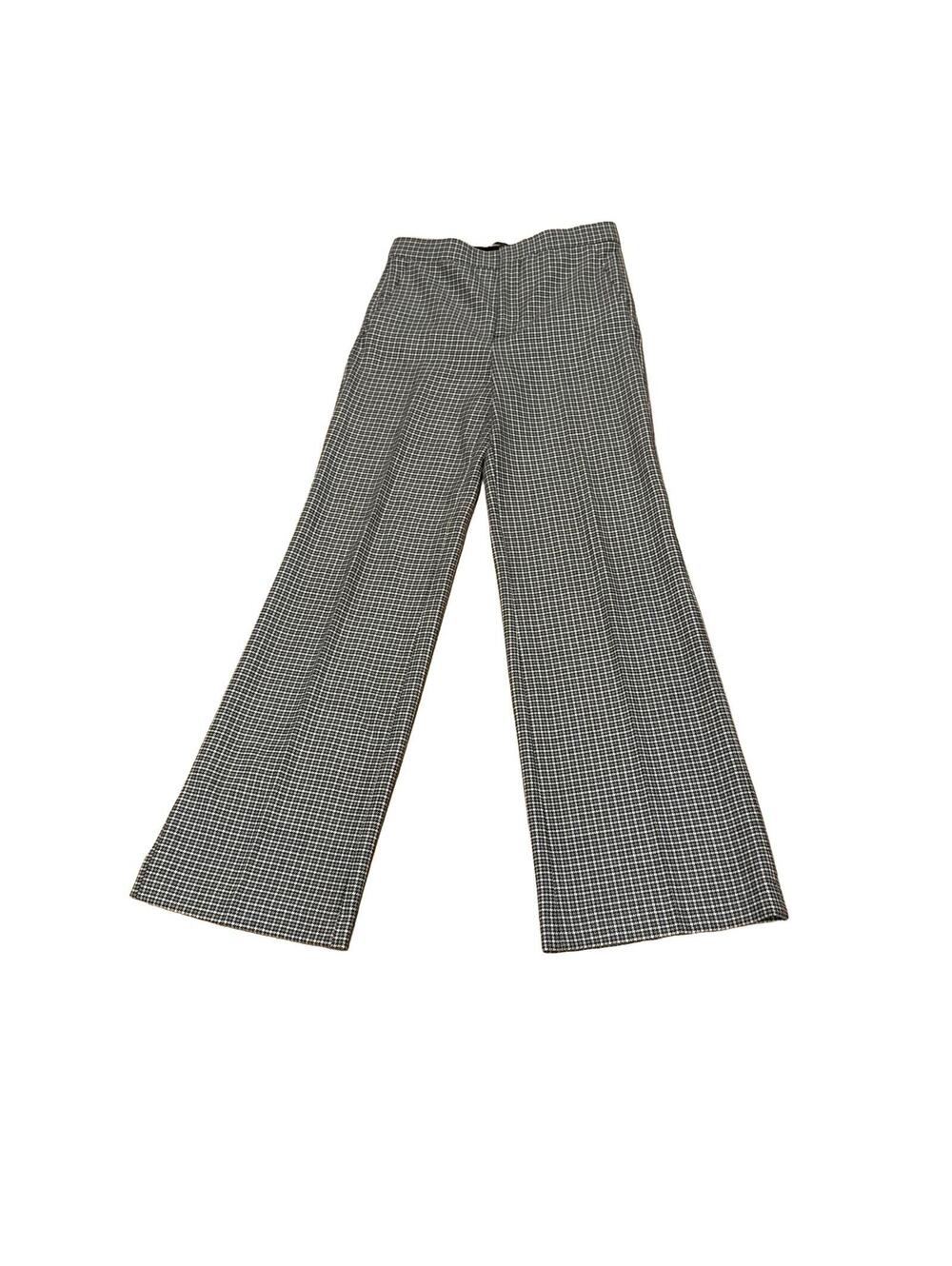 Zara Woman Studio Houndstooth Trousers Plaid Wool Blend dress Pants Medium Tall